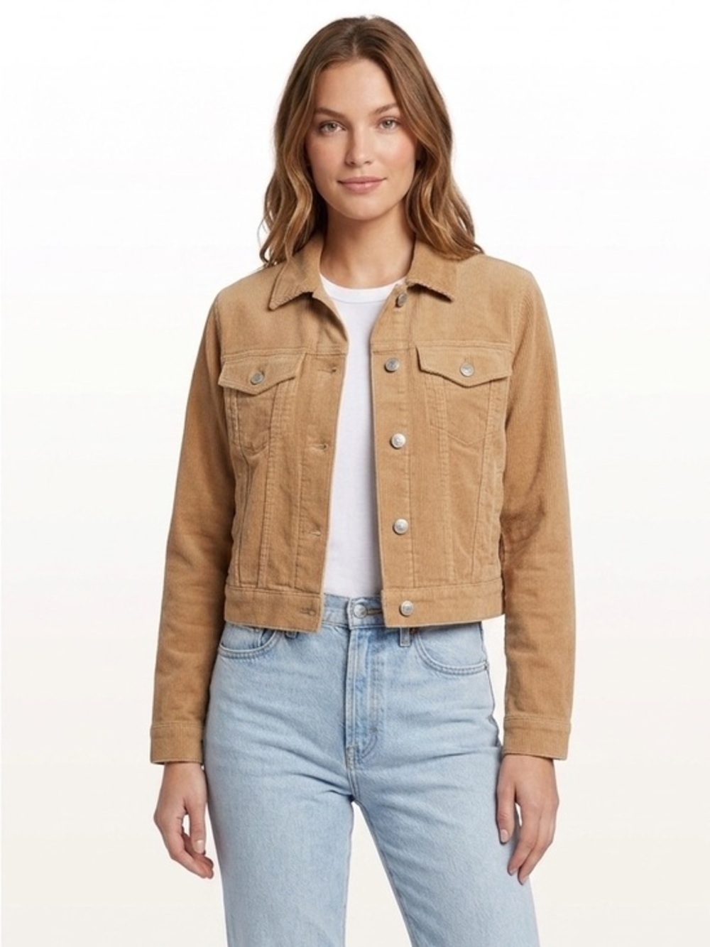 Beige Corduroy Button Up Jacket Size Extra Small Cotton
